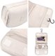Travel toiletry bag with roll-up design, blue