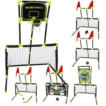 Kids 6-in-1 Sports Goal Set - Basketball, Hockey, Football, Target
