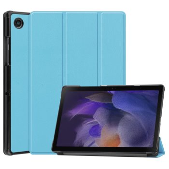 Samsung Galaxy Tab A8 10.5 (2021) (2022) (SM-X200/X205) Trifold Stand PU Leather Hard Protective Cover Case, Sky Blue