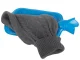 Large rubber hot water bottle with sweater cover, 2L, dark grey