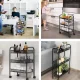 ModernHome 3-Tier Metal Utility Cart on Wheels for Storage, Black