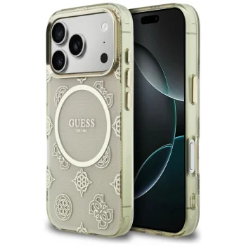 Guess IML Peony Dot MagSafe Case for iPhone 17 Pro, Beige