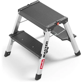 Hailo Master D70 2 x 2 Step Folding Stool, Silver