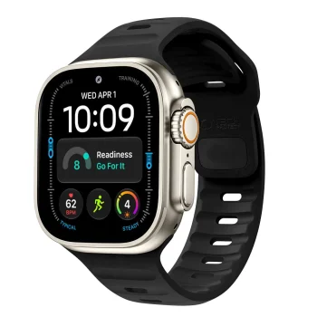 Laikrodžio dirželis Tech-Protect Silicone Line, skirtas Apple Watch 44 / 45 / 46 / 49 mm, juodas