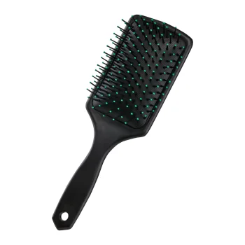 Black Flat Pneumatic Hairbrush with Synthetic Bristles