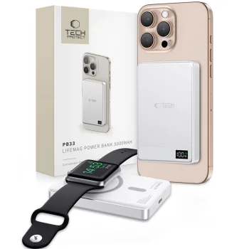 Tech-Protect PB33 LifeMag MagSafe Power Bank 5000mAh, Silver