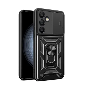 Hurtel Hybrid Armor Camshield Case for Samsung Galaxy A56, Black