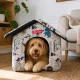 Foldable Dog and Cat House XL, Soft Pet Bed Cabin, White