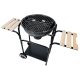 Garden grill with lid, round, on wheels, hq