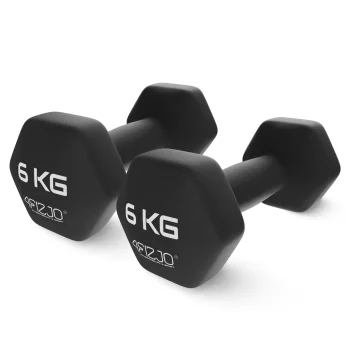 4Fizjo Classic Cast Iron Dumbbells 2 x 6 kg, Black