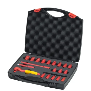 Wiha Insulated 1/4" Ratchet Wrench and Socket Set 43025, 21 pcs.