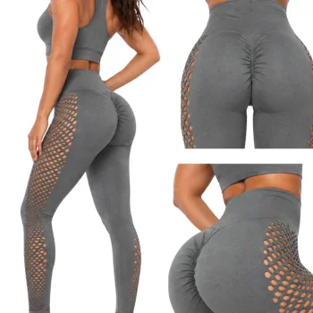 Women's High-Waisted Push-Up Sports Leggings, Grey, L/XL