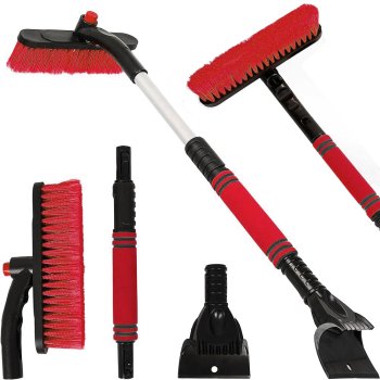 Telescopic Snow Brush and Ice Scraper for Car Windshield, Red