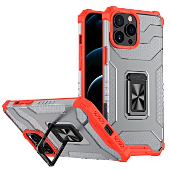 Apple iPhone 13 Pro Max 6.7'' Crystal Ring Case Tough Rugged Cover, Red