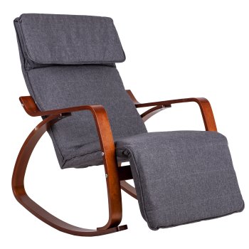 ModernHome Rocking Chair with Adjustable Footrest Lounge Armchair, Grey