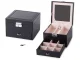 Black Eco-Leather Jewelry Box Organizer with Mirror