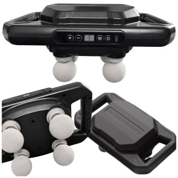 Electric Body Massager, 4 Heads, 20 Intensity Levels, USB-C, Black