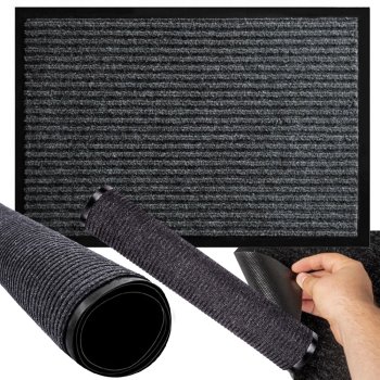 Non-Slip Entrance Doormat with Rubber Backing 60 x 90 cm, Grey