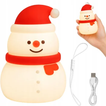 Silicone LED Night Light Snowman, USB, 3 Modes, Hanging
