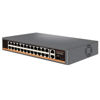 24-Port PoE Switch 18x100M PoE + 6x Gigabit PoE + 2x Gigabit Uplink + 1x SFP 400W