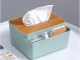 Tissue Box with Organizer and Bamboo Lid