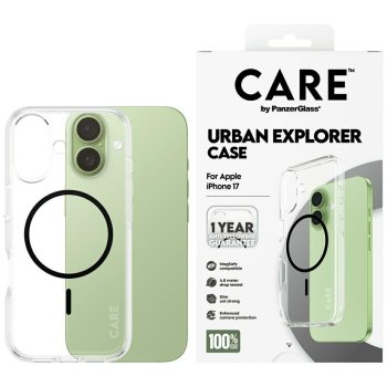 CARE by PanzerGlass Flagship Urban Explorer Case w. Black MagSafe iPhone 17 - Transparent
