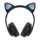 Telcon Kids Wireless Headphones with LED Cat Ears, Black