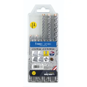 Alpen Force X MB 5 SDS-Plus Hammer Drill Bit Set, 5 pcs (5-10 mm)
