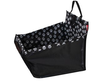 Waterproof car seat protector mat with pet carrier enclosure for dogs and cats, black