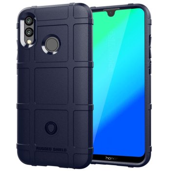 Huawei P Smart 2019 / Honor 10 Lite (POT-LX1) Shock-proof Rugged Square Grid TPU Back Case Cover, Blue