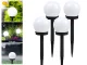 4x Solar Garden Lights, White Spheres, 10 cm
