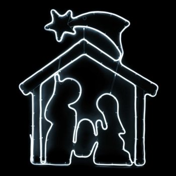 LED Neon Nativity Scene Christmas Light Decoration 85x75 cm, Cool White