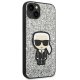 Karl Lagerfeld Glitter Flakes Ikonik vāciņš iPhone 14 Plus - Sudraba