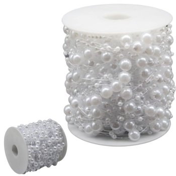 Pearl Garland Christmas Tree Beads Decoration 5m 8mm, White