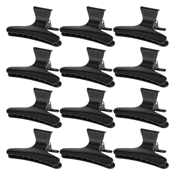 Hairdressing Claw Clips E-49, Black, 12 Pcs