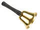 Metal Santa Claus Hand Bell with Wooden Handle, Gold