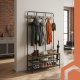 Ruhhy 27036 Hallway Coat Rack with Shoe Bench, Black