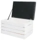 Iso Trade Wooden Pouf with Storage Box, White/Grey