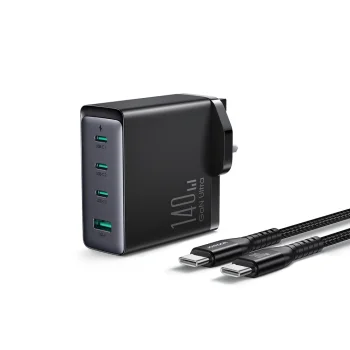 GaN Charger Joyroom JR-TCG05UK 140W 3x USB-C 1x USB-A UK Plug + USB-C to USB-C Cable 240W 1.2m