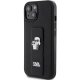 Чехол Karl Lagerfeld для iPhone 15 Gripstand Saffiano Karl&Choupette Pins, черный
