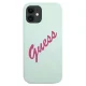 Guess iPhone 12 mini Case Silicone Vintage Script, Fuchsia Blue