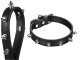 Adjustable Dog Collar with Studs, Faux Leather, Size M