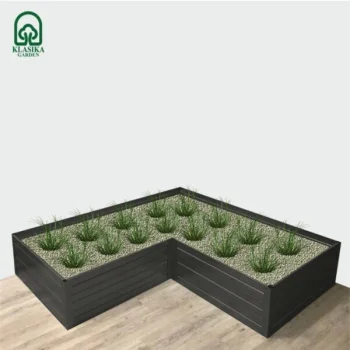 Klasika Garden L-Shaped Raised Garden Bed, Painted Metal, 150x150x30 cm