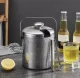 1.3L Ice Bucket with Tongs and Spoon Mini Portable Stainless Steel Champagne Wine Beer Bucket for Bar Party Event