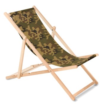 GreenBlue GB183 Wooden Deck Chair, Green Camo