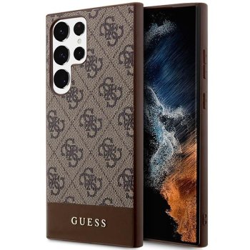 Samsung Galaxy S23 Ultra (SM-S918) Guess 4G Stripe Collection Case Cover (GUHCS23LG4GLBR), Brown | Telefona Maciņš...