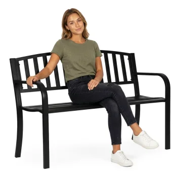 MultiGarden Garden Bench with Backrest, 120x50 cm, Black