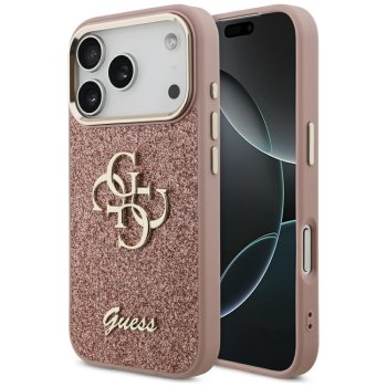 Guess Fixed Glitter Big 4G Metal Frame Phone Case Cover iPhone 17 Pro - Pink