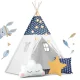 Nukido 740424 Kids Teepee Tent with Lights and Mat, Navy Blue