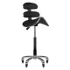 High Beauty and Hairdressing Stool AM-880 with Backrest, Black
